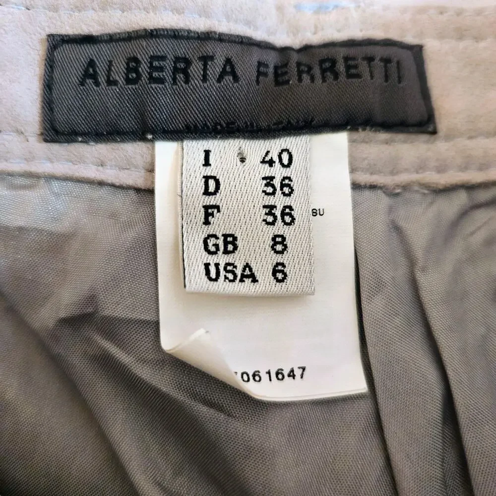 Alberta Ferretti vintage detailed suede leather size 6 pant Y2K NWT - Picture 3 of 14
